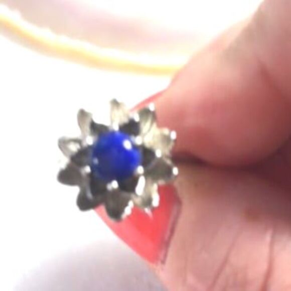 Lapis Flower Ring - Adjustable - Picture 4 of 5